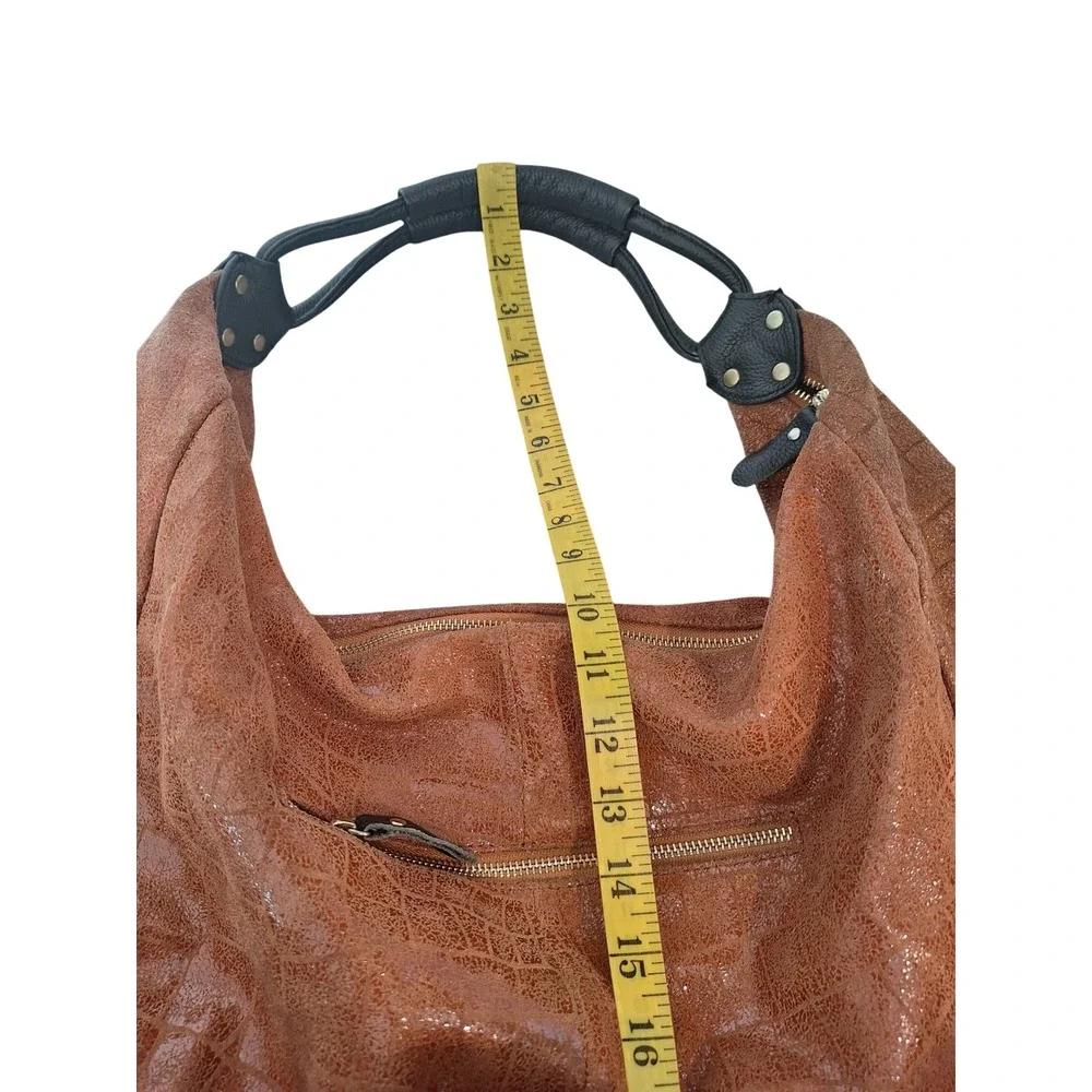 Lola Bernard Modena Rust Croc Embossed Leather Purse Shoulder Bag Handbag‎